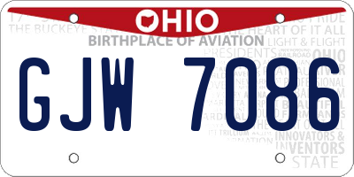 OH license plate GJW7086