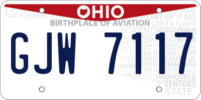 OH license plate GJW7117