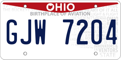 OH license plate GJW7204