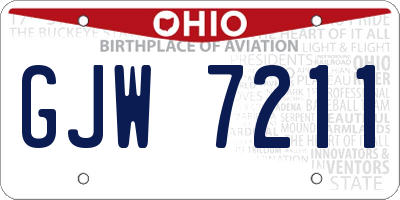 OH license plate GJW7211