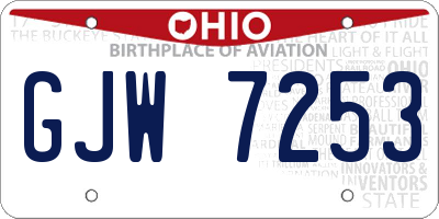 OH license plate GJW7253