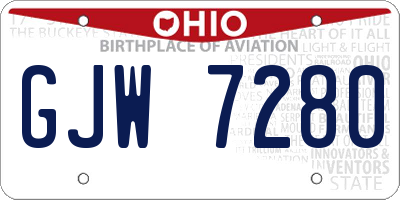 OH license plate GJW7280