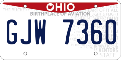 OH license plate GJW7360