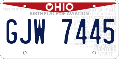 OH license plate GJW7445