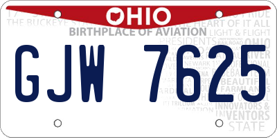 OH license plate GJW7625