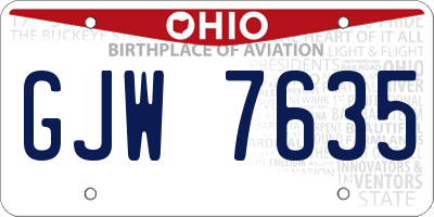 OH license plate GJW7635
