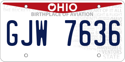 OH license plate GJW7636
