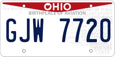 OH license plate GJW7720