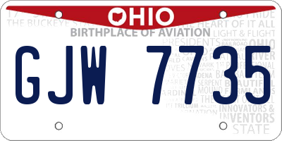 OH license plate GJW7735
