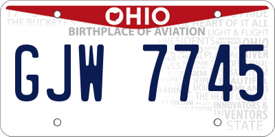 OH license plate GJW7745