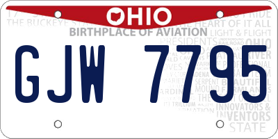 OH license plate GJW7795
