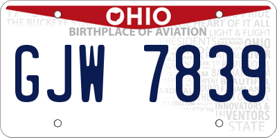 OH license plate GJW7839