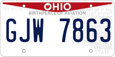OH license plate GJW7863