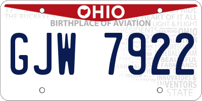OH license plate GJW7922