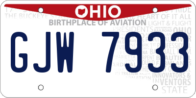 OH license plate GJW7933