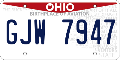 OH license plate GJW7947