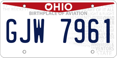 OH license plate GJW7961