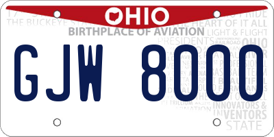 OH license plate GJW8000