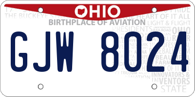 OH license plate GJW8024