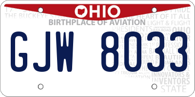 OH license plate GJW8033
