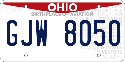 OH license plate GJW8050