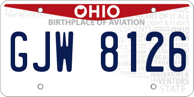 OH license plate GJW8126