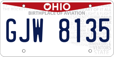 OH license plate GJW8135