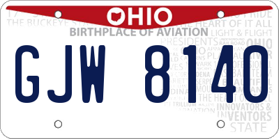 OH license plate GJW8140