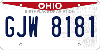 OH license plate GJW8181