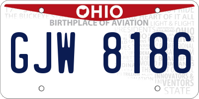 OH license plate GJW8186