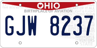 OH license plate GJW8237