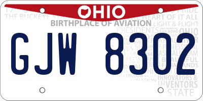 OH license plate GJW8302