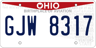 OH license plate GJW8317