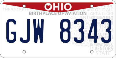 OH license plate GJW8343