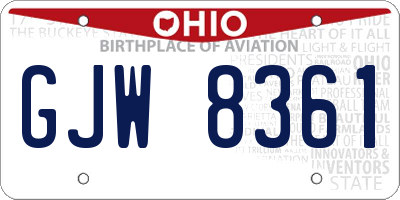 OH license plate GJW8361