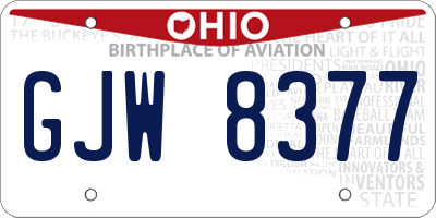 OH license plate GJW8377