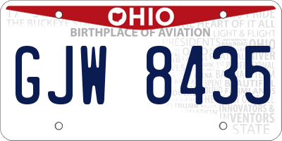 OH license plate GJW8435