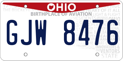 OH license plate GJW8476