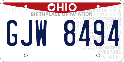 OH license plate GJW8494