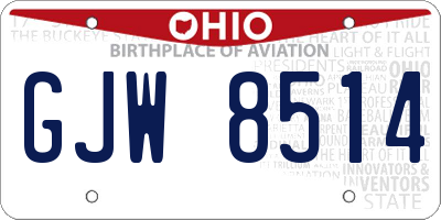 OH license plate GJW8514