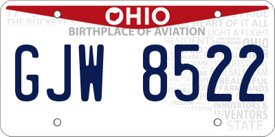 OH license plate GJW8522