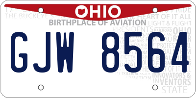 OH license plate GJW8564