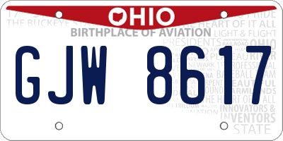 OH license plate GJW8617