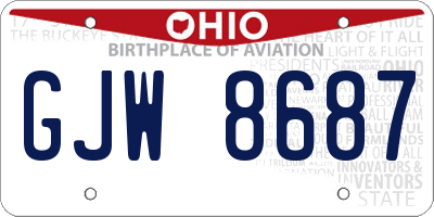 OH license plate GJW8687