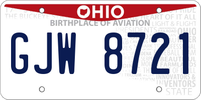 OH license plate GJW8721