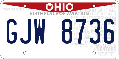 OH license plate GJW8736