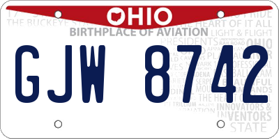 OH license plate GJW8742