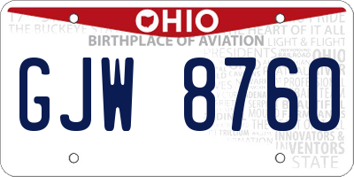 OH license plate GJW8760