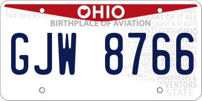 OH license plate GJW8766