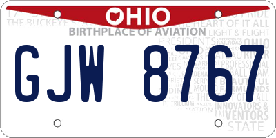 OH license plate GJW8767